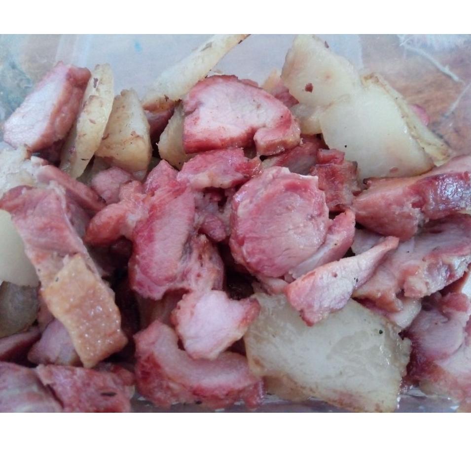 

lttb59 SEI BABI ASAP KUPANG NTT 500 GRAM - BABI ASAP KUPANG NTT - DIET KETOGENIC - BACON + Sambal Lu'at mgti609