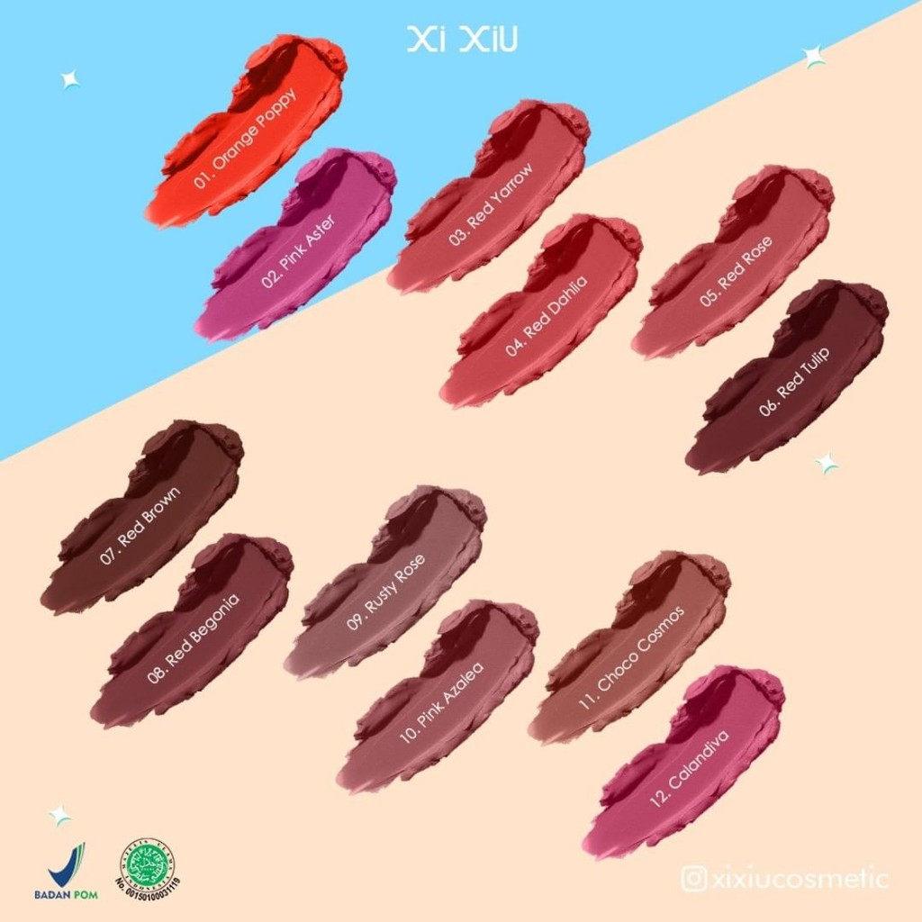 ⭐BAGUS⭐ XI XIU LIPSTICK MATTE FINISHED  | Lipstik 3 IN 1 ORIGINAL BPOM