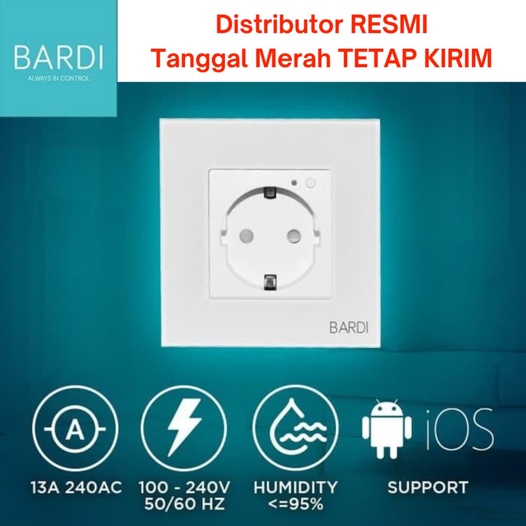 BARDI Smart Wall Socket Wifi EU White Putih - Soket Stop Kontak Pintar