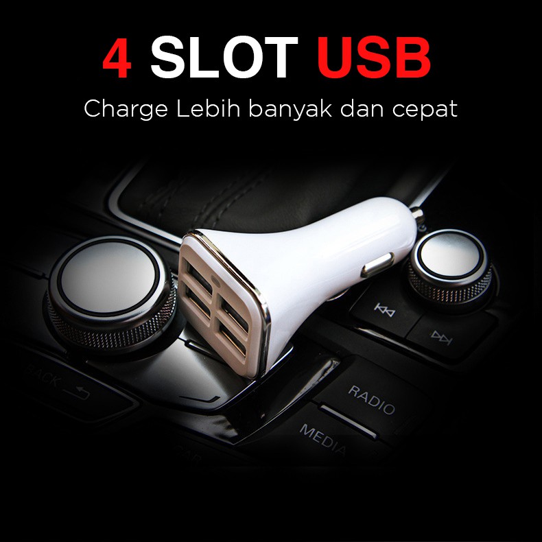 Smartfish Car Charger 4 Port Fast Charging Charger Mobil Kualitas Bagus