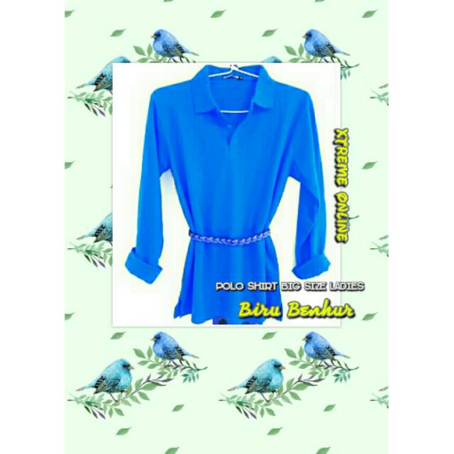 Kaos Polo Shirt Lengan Panjang Wanita Size Besar Cotton Pique Lacoste Gramasi 220-230Gram