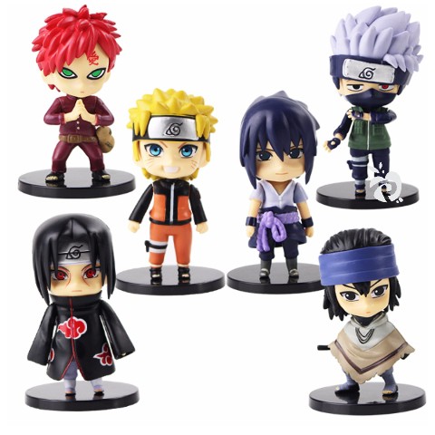 Naruto Chibi Figure Set 6 Mainan  Pajangan Miniatur Hiasan 