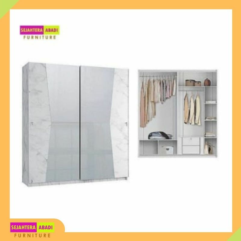 siantano furniture Lemari Sliding Cermin LP Marble 4D SL equity Siantano Murah lemari exclusive lema