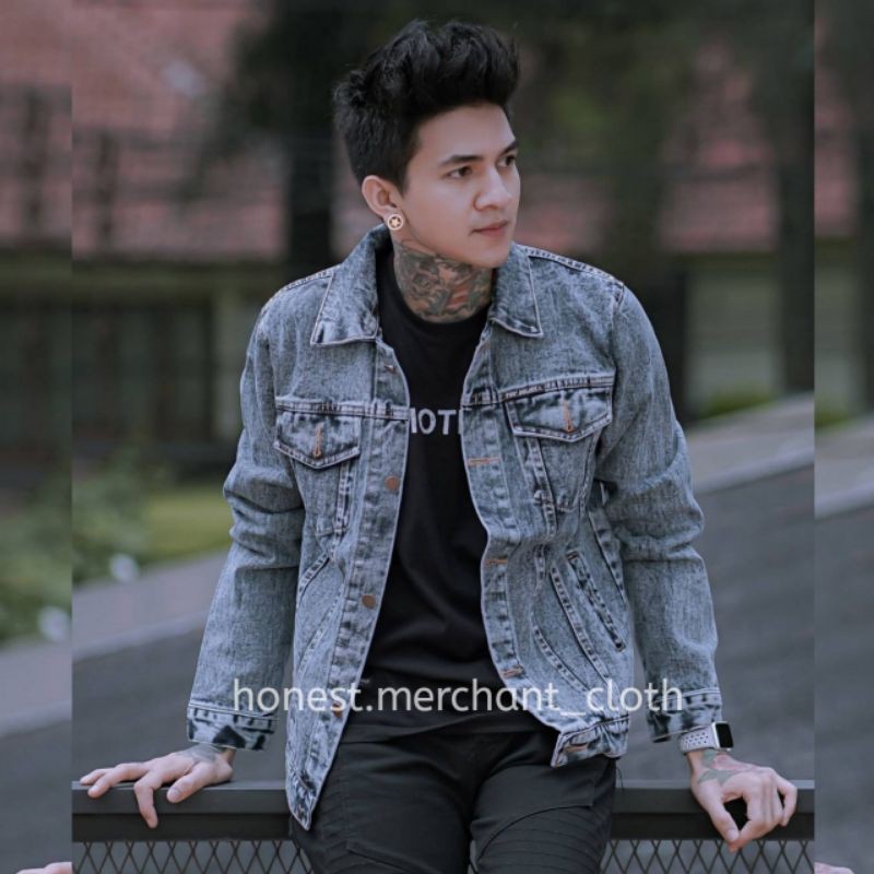 JAKET JEANS SANWASH PRIA JAKET JEANS SNOW BLACK JAKET PRIA JAKET JEANS DENIM JAKET LEVIS COUPLE JAKE