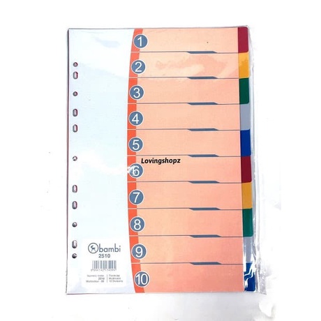 

Dijual Pembatas Binder / Tab Divider Bambi A4 , 2610 Murah