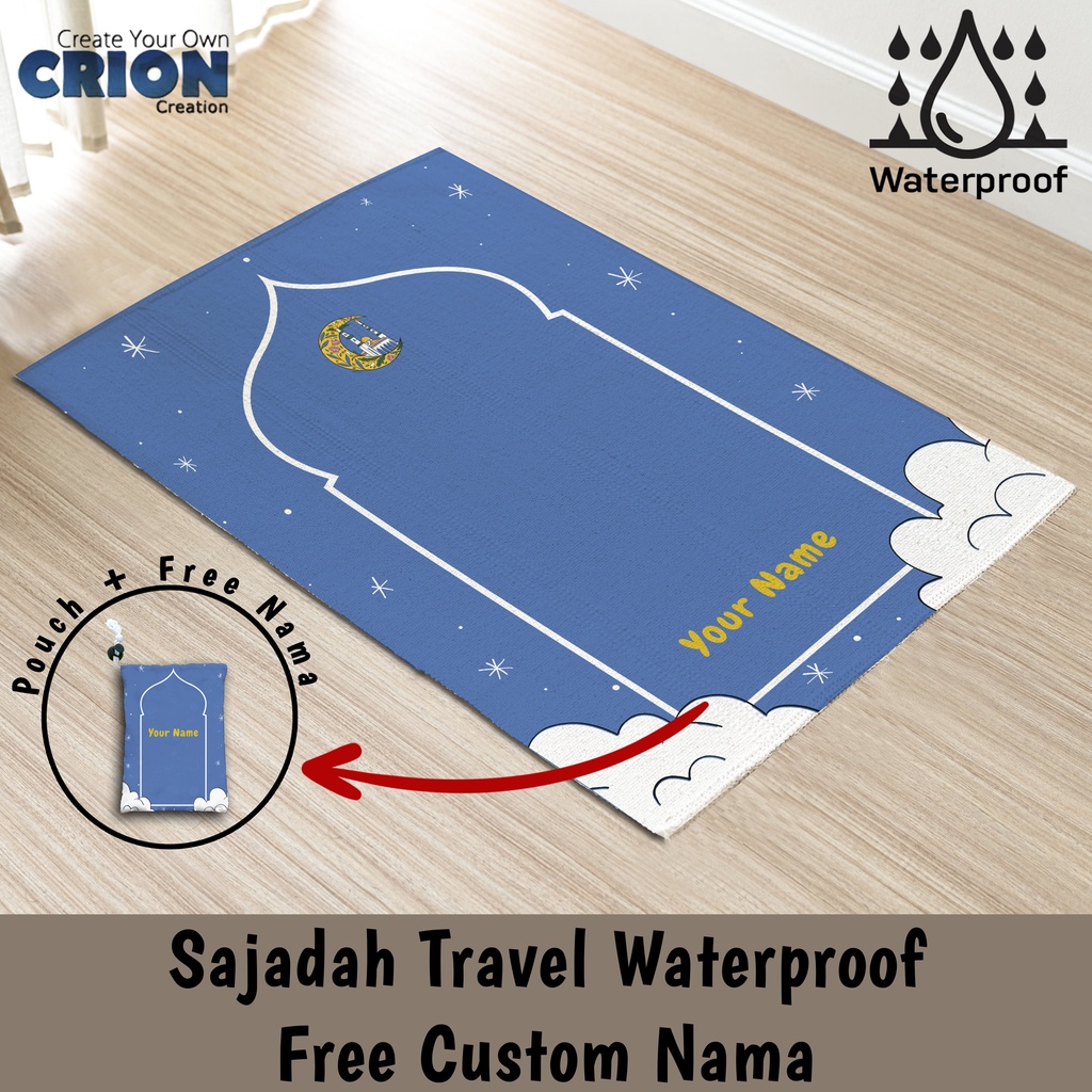 Sajadah Travel Waterproof Anak / Custom Nama / Mosque - By Crion