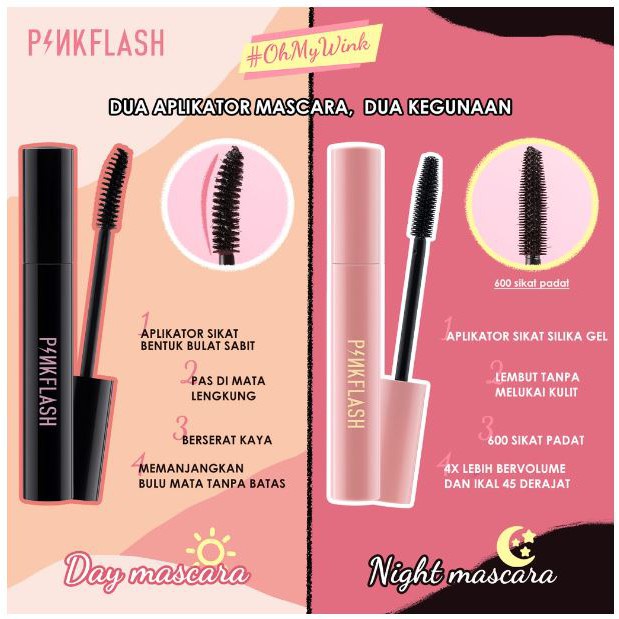 ✦SINAR✦ Pinkflash OhMyWink Lengthening Curled Waterproof Micro Brush Mascara | Oil Proof Curl Volume &amp; Long | Ultrathin Fibre Limitless Eyelash