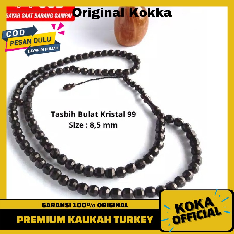 Tasbih Kayu Kaukah Original 99 Butir Motif Bulat Kristal Tasbeh Koka kauka Kaokah By Kokka Official