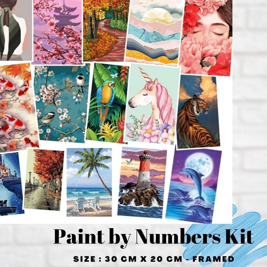 

Super Murah Paint By Number 30x20cm with WOODEN FRAME PAINTING BY NUMBER DIY