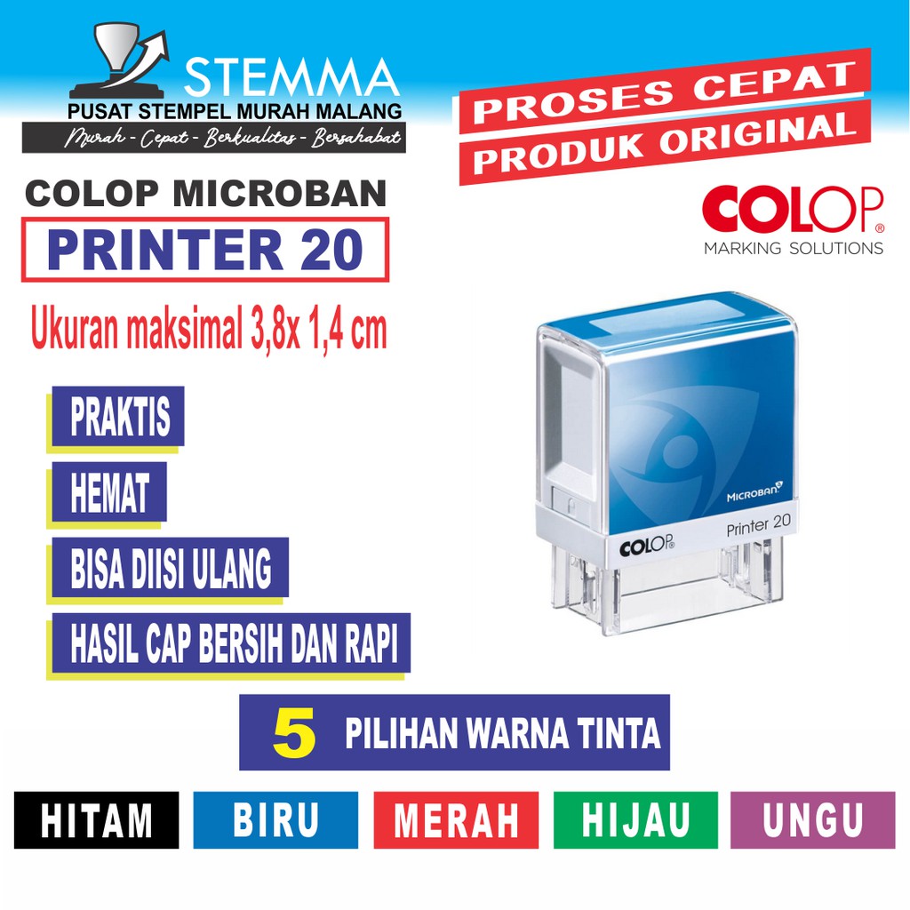 

Stempel Colop Microban 20 / Trodat / Stempel Praktis / Stempel otomatis / Stempel usaha / dokter