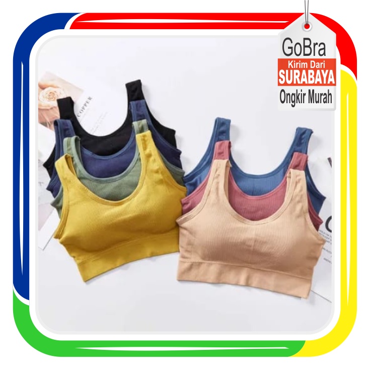 Gobra ♕ PW098 Pakaian Dalam Bra Wanita Push Up Sport Yoga Back V Shaped Vest Import COD