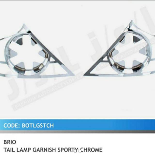 Garnish lampu belakang Brio 2012-2015/ tail lamp garnish Hitam &amp; Chrome  jsl