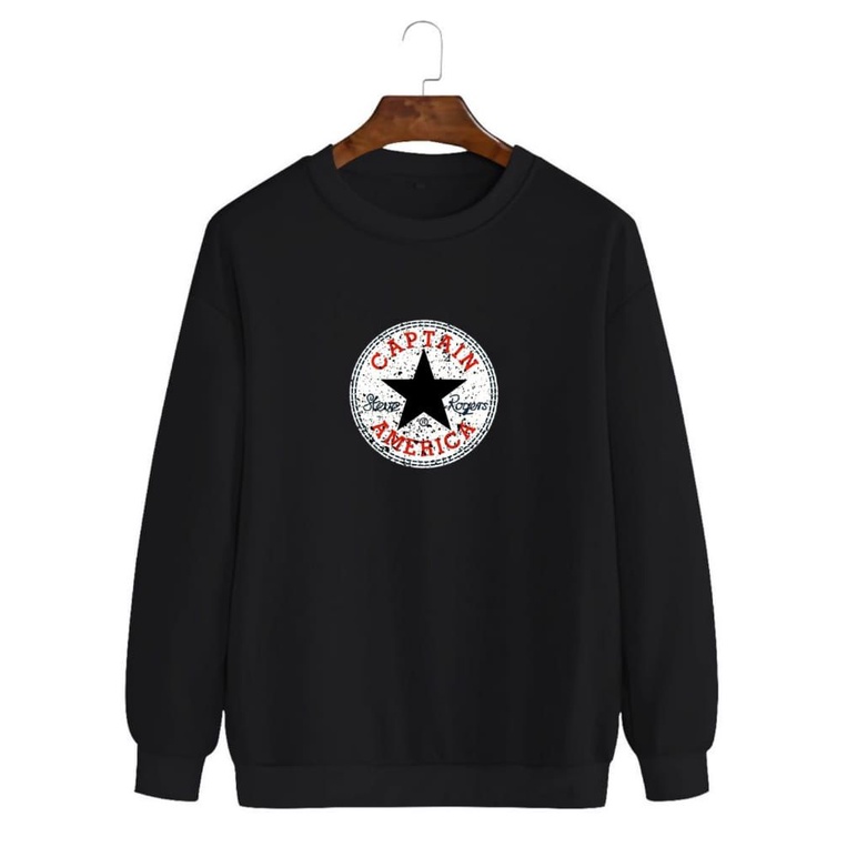 Noveli wear - Sweatshirt roughneck | sweater crewneck basic unisex distro berkualitas sablon digital Captain america