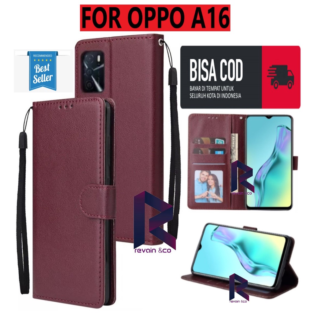 NEW OPPO A16 CASE DOMPET FLIP WALLET LEATHER KULIT PREMIUM SARUNG BUKA TUTUP FLIP CASE OPPO A16