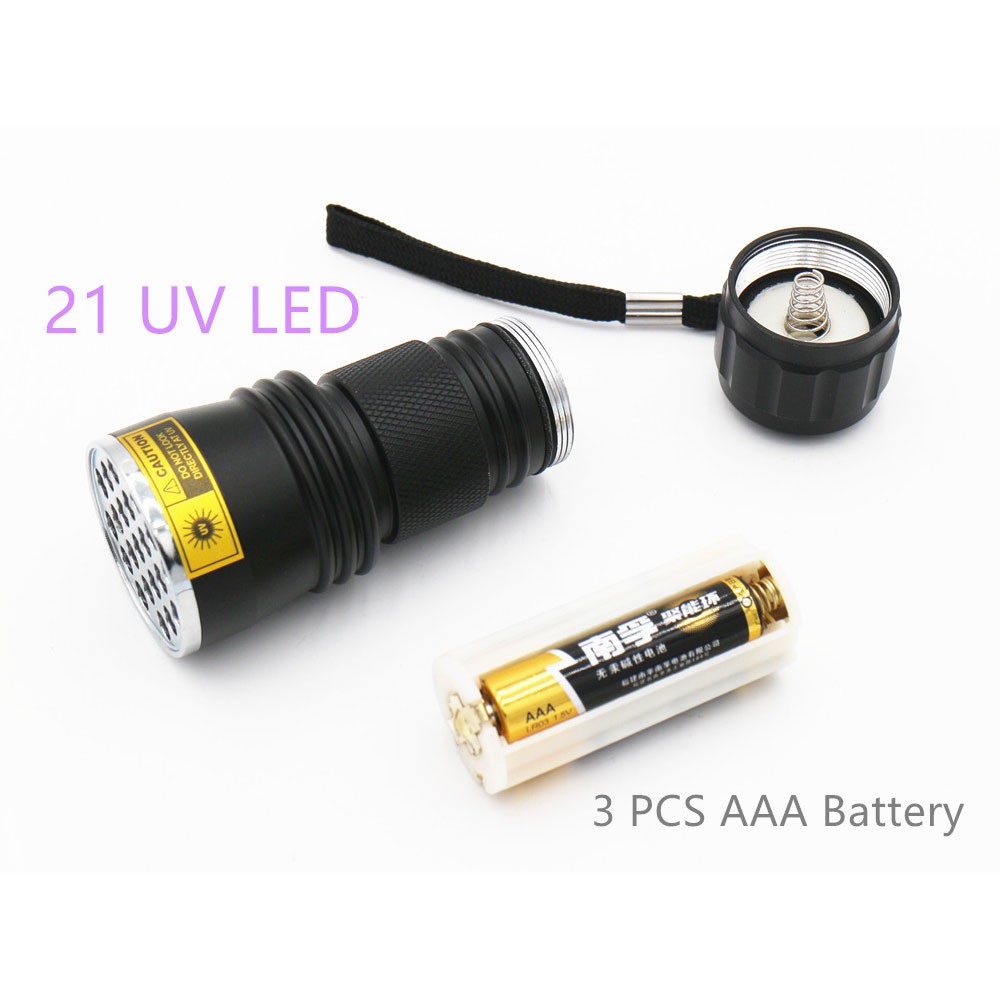 SENTER LED ULTRAVIOLET UV 400nm 21 LED MONEY DETECTOR AAA BATERAI