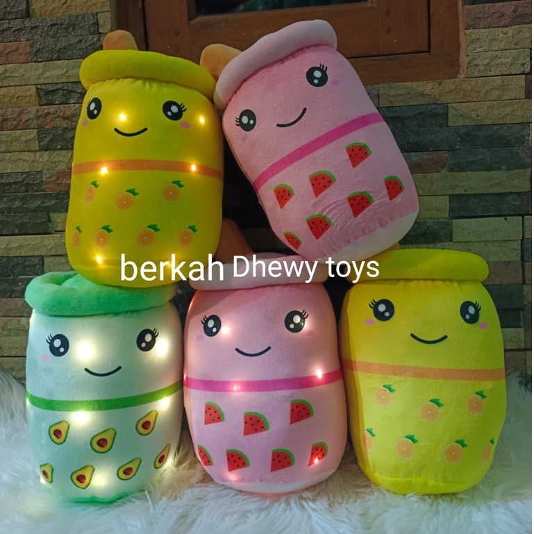 Boneka Boba LED Dan Non LED Murah Ukuran 35cm Boneka Boba Milk Tea Bahan Yelvo Premium Ukuran L Bone