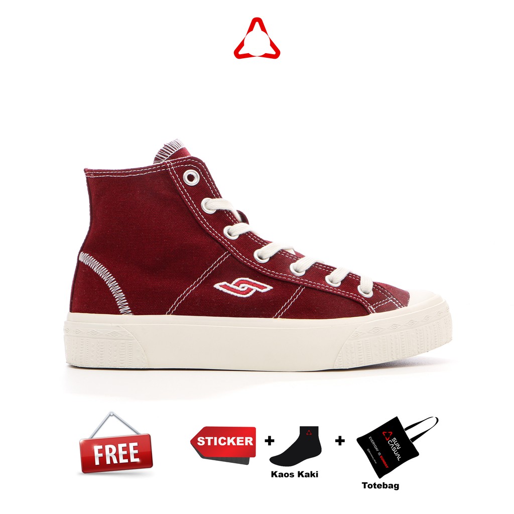 Sun Casual - Sepatu -  Basic High Canvas Maroon