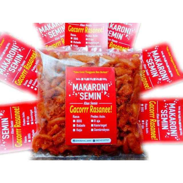 

MAKARONI Gacor Pedas Khas Semin | Kemasan Plastik 75g | Gacor Rasanya | Pedes Asin BBQ Balado Keju