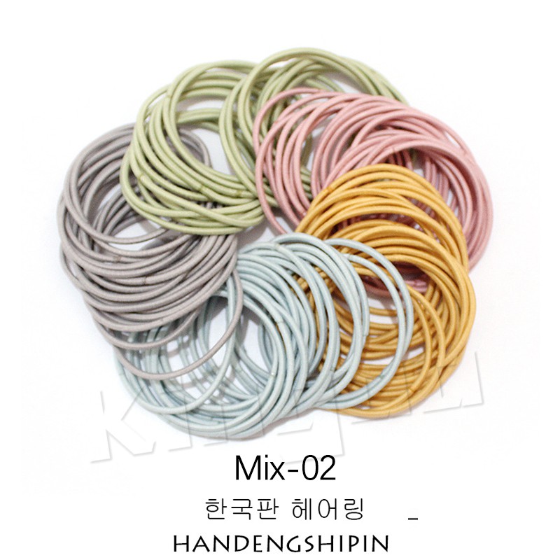 100pcs Ikat Rambut Korea I Can Swim  karet polos warna-warni dewasa import ala korea+pouch-5