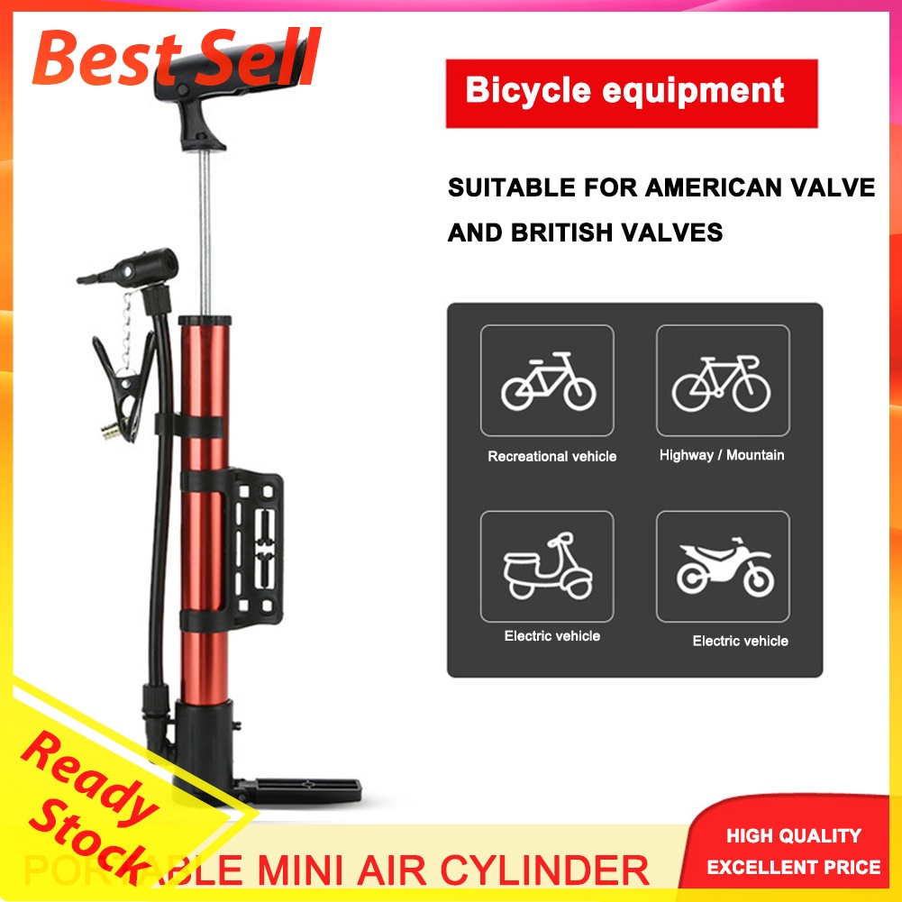 Mini Portable Bicycle Floor Pump American/Dunlop Valve Universal Inflator