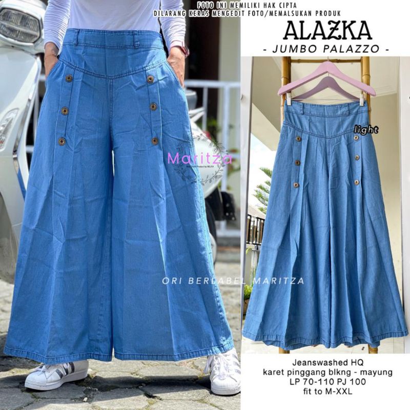 ALAZKA JUMBO PALAZZO BY MARITZA / CELANA KULOT JEANS WANITA MUSLIMAH / Celana jeans premium