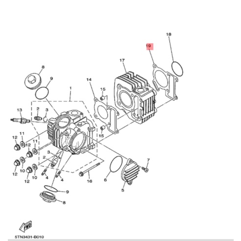 perpak paking packing cylinder blok seher bawah jupiter z 110 burhan ori ygp 5ln-e1351-00