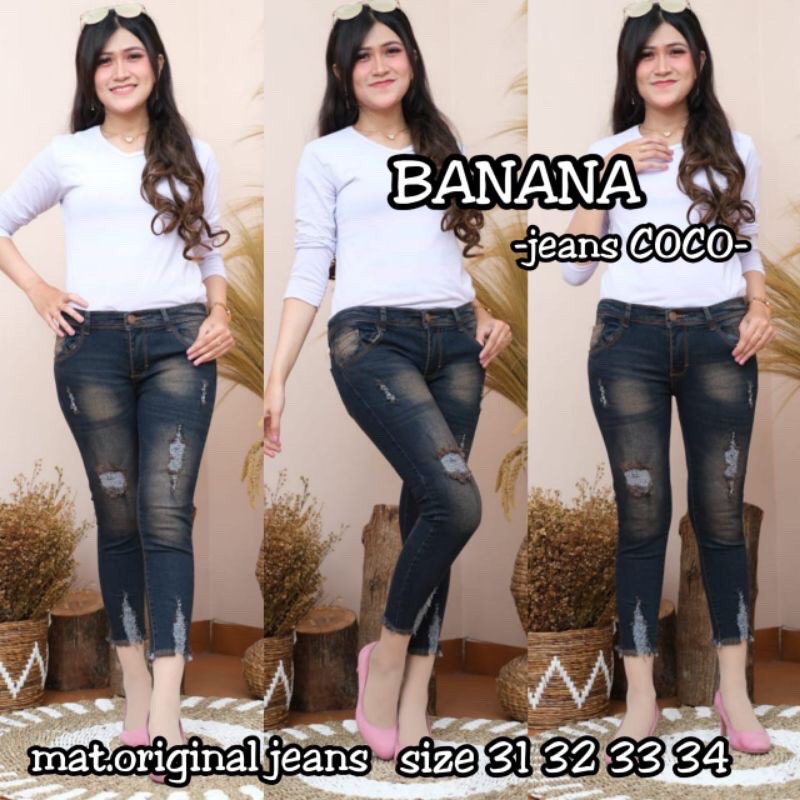 (28-38)BANANA JEANS APLIKASI SOBEK