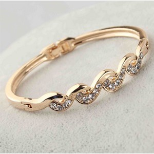 gelang wave crystal gold plated