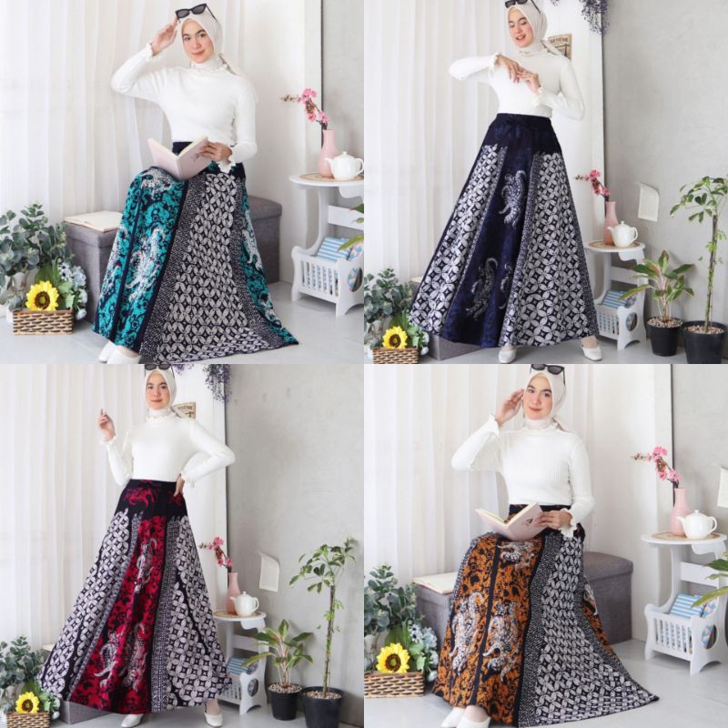 Rok Panjang Wanita Fashion Muslim Kekinian Dewasa Batik Payung Motif Jumbo Big Size Katun Murah