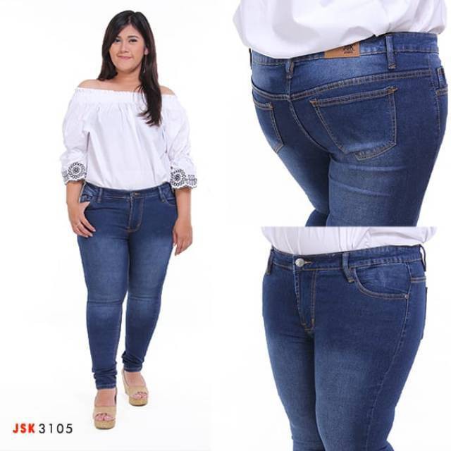 Celana Panjang Skinny Jeans Wanita Bahan Soft Jeans Lembut Jeansnya Jumbo Big Size