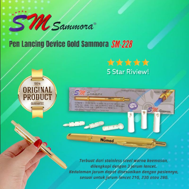 Pen Lancing Device Gold Sammora SM 228 / Pena Lancet Bekam Gold Automatic Original Sammora SM228