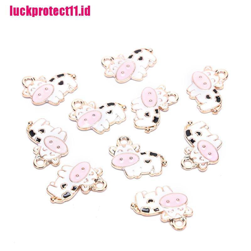 10pcs Liontin Enamel Bentuk Sapi Untuk Membuat Perhiasan Gelang