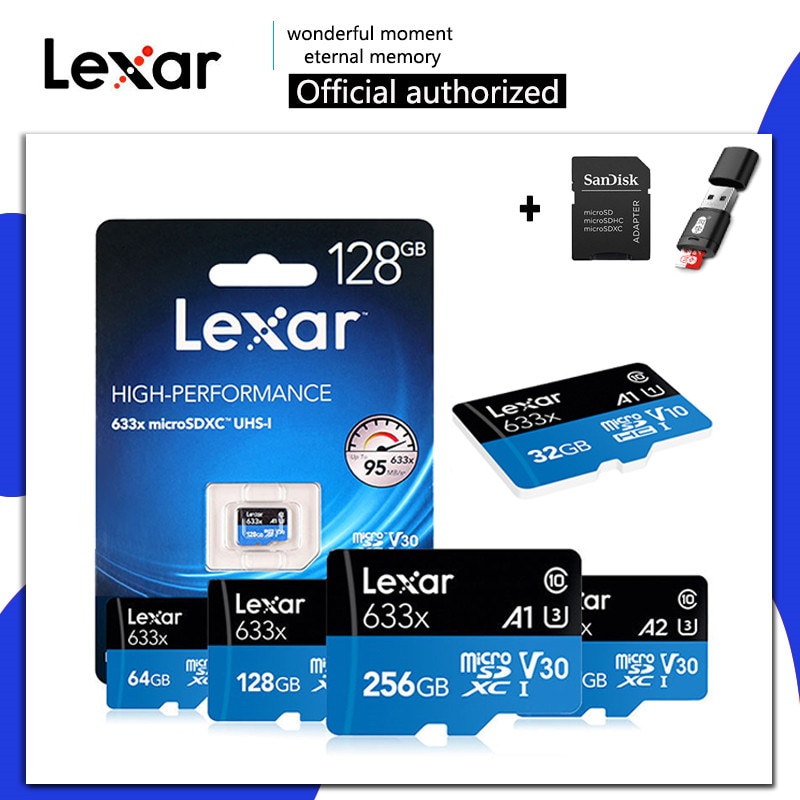Lexar 633X Micro SD 128GB 32GB 64GB 256GB 512GB 16GB Micro SD Card SD/TF Flash Card Memor
