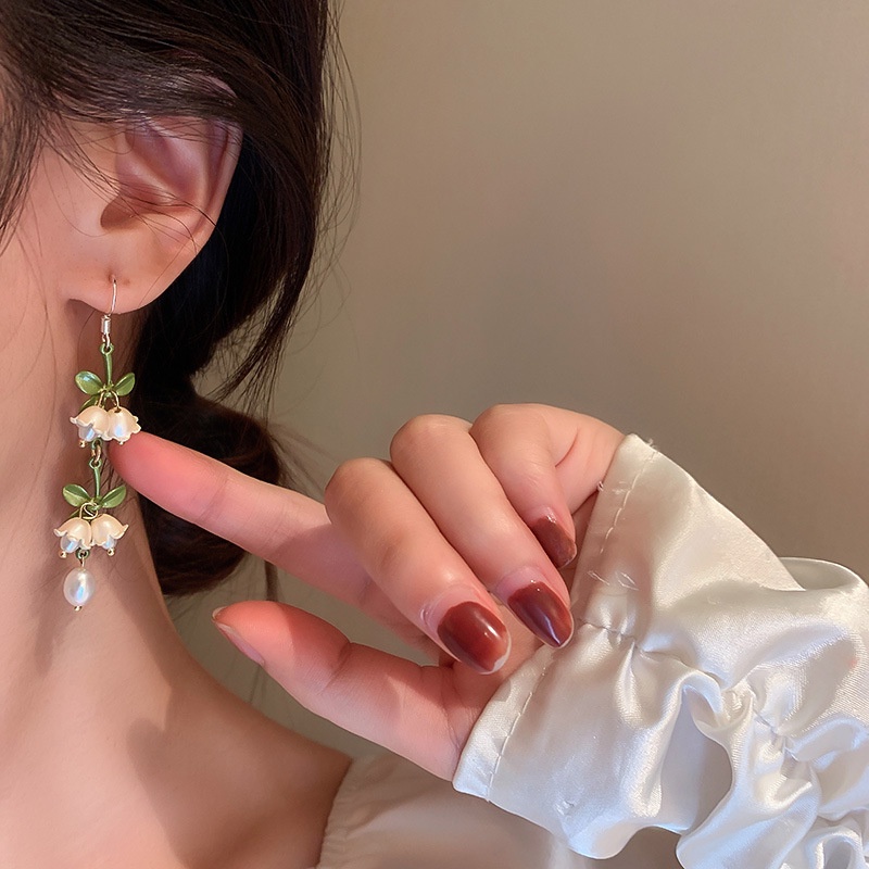 Anting Kait Gantung Desain Bunga Hias Mutiara Gaya Simple Untuk Wanita