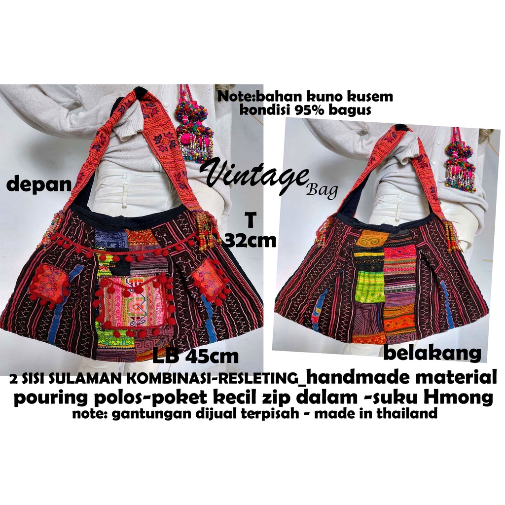 TAS BOHO/TAS KHAS SUKU HMONG/SUKU THAILAND/ TAS HANDMADE/TAS JUMBO/TAS BORDIRAN MAWAR/tas bordiran i
