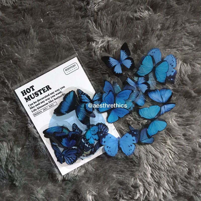 

7pcs Stickers Journaling Butterfly Blue Aesthetics * Stiker Jurnaling