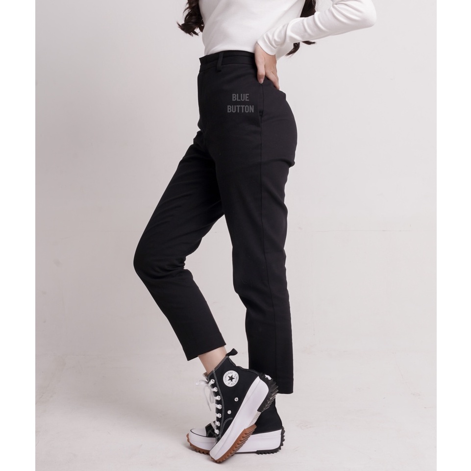 BlueButton Celana Panjang Wanita Smart Chino Ankle Pants Kekinian Slim Basic Daily Wear