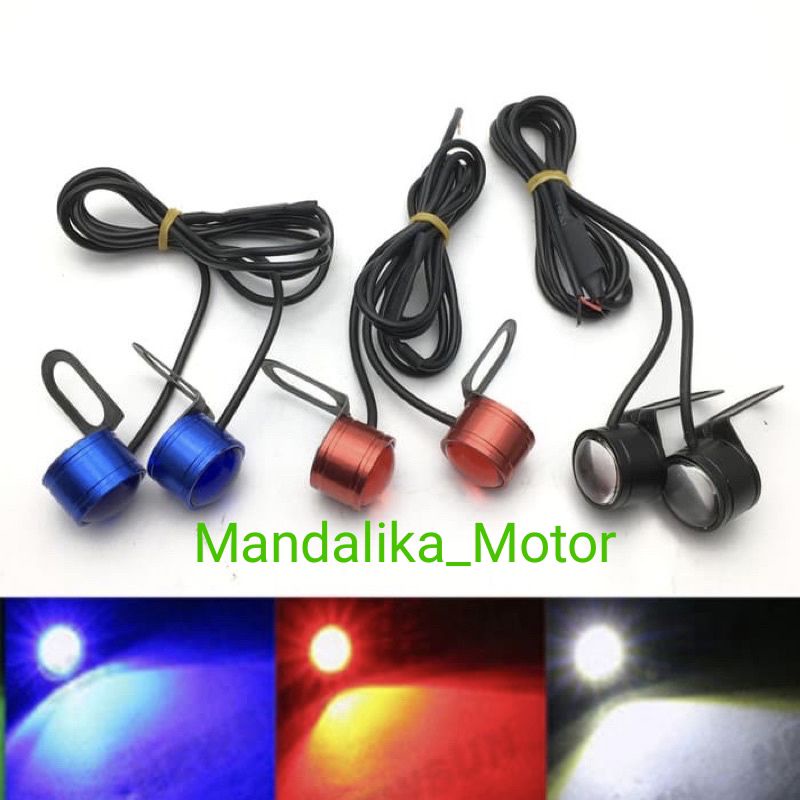 Lampu LED Strobe mata elang 2 mode breket spion motor mobil stop belakang motor