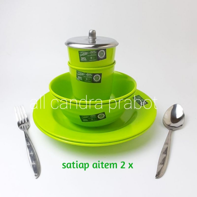 melamin satu set piring|mangkok|gelas|sendok|garpu