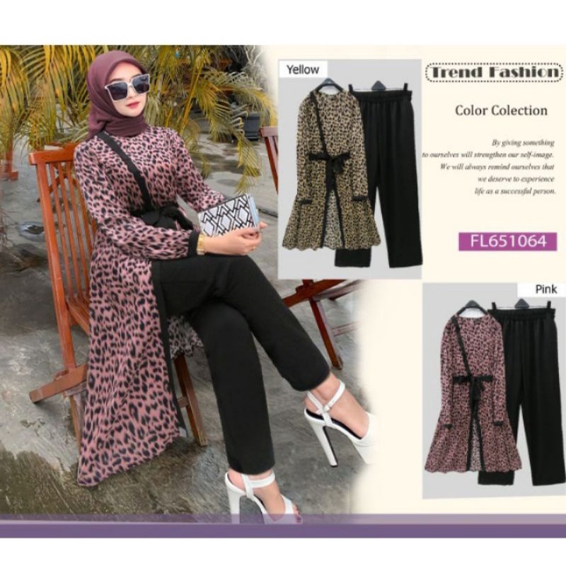 setelan tunik motif leopad by extu