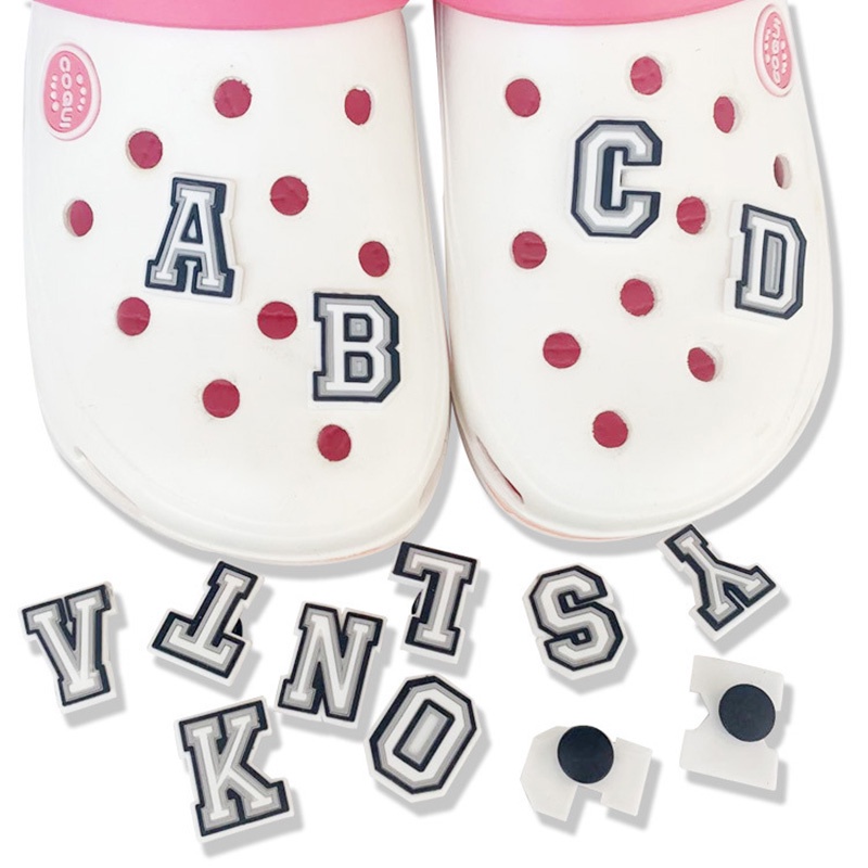 Accesoris Alphabet ABCD Jibbitz Untuk Hiasan Sandal Crocs Bisa Lepas Pasang Bahan Karet