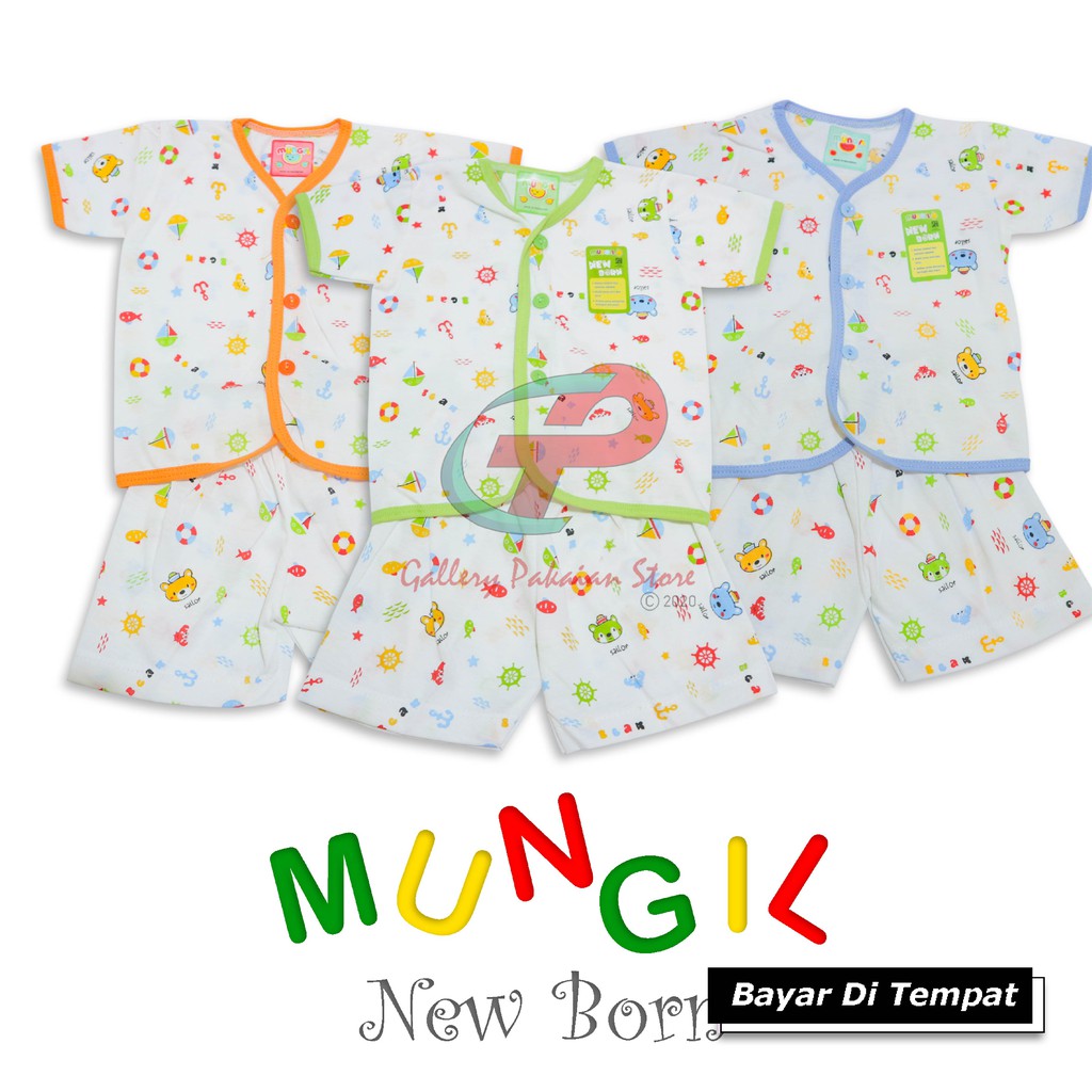 SET BAJU BAYI MUNGIK UNISEX BAHAN KATUN SNI WARNA RANDOM TERMURAH