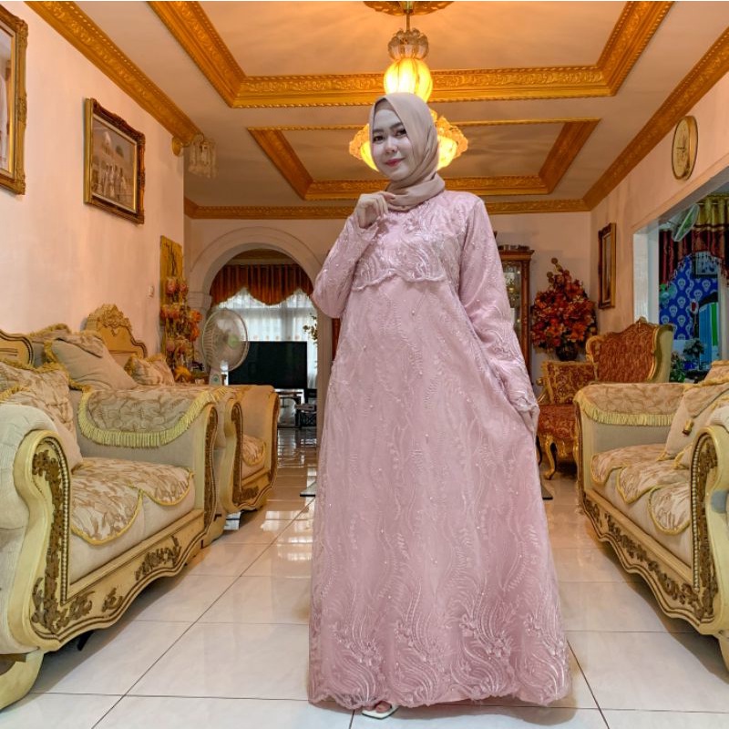 Gamis Kondangan Bridesmaids Seragam Pesta Brukat Tile Arimbi