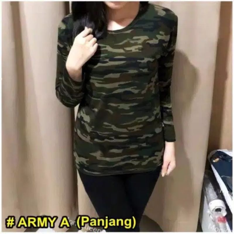 Army Lengan Panjang / atasan wanita bestseller murah /Kaos Army Lengan Panjang