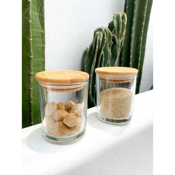 Jar toples kaca tutup kayu bambu 200ml