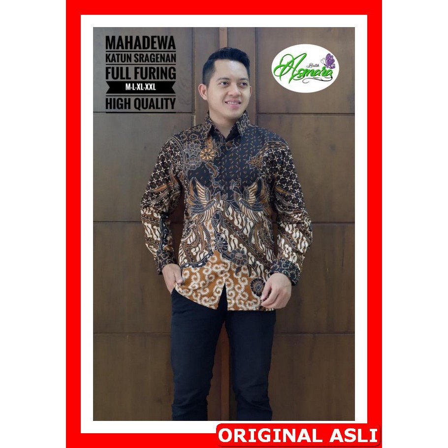 PROMO BATIK PREMIUM MODERN KEMEJA BATIK SOLO Lengan Panjang Lapis Furing Asmara Mahadewa Ajibhanu WA