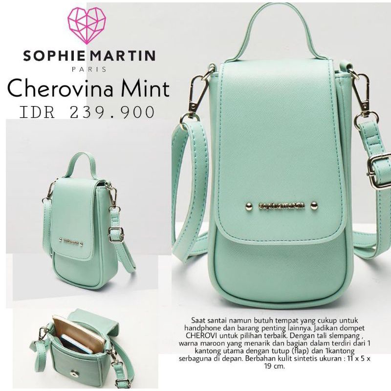 TAS HP CHEROVINA MINT GREEN SOPHIE MARTIN TAS HP WANITA TERBARU 2021 ORI