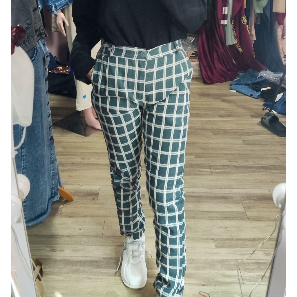 Cieko Flannel Pants Celana Panjang Wanita / Celana Bahan Motif Kotak Cieko