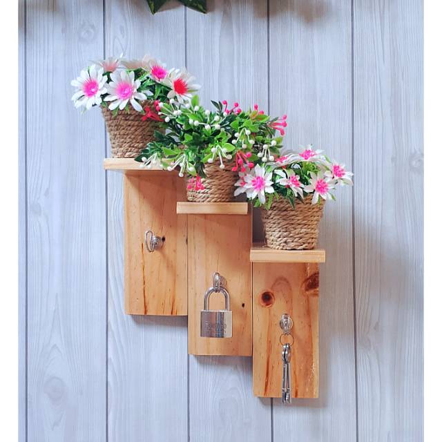 Bunga gantung dengan rak/hanging vase/pot gantung/penggantung kunci/bunga gantung