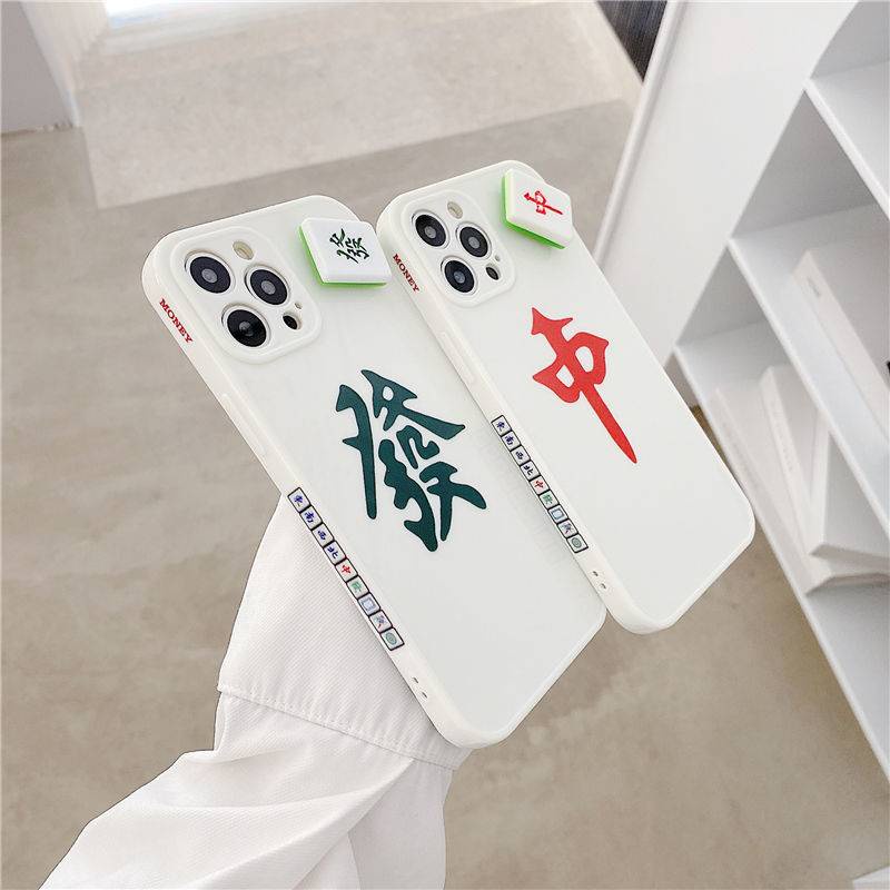 Case Desain Mahjong Gaya China Shockproof Untuk iPhone 12 11 Pro Max Xs XR 7 8 Plus SE 2020 2022